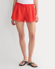 Flowy Short in Linen | Fiery Red