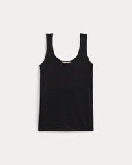Lace-Trimmed Tank in Fine Linen | Black