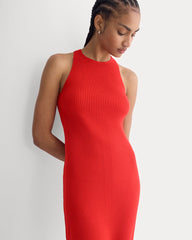 Cutaway Ribbed Midi Dress | Fiery Red