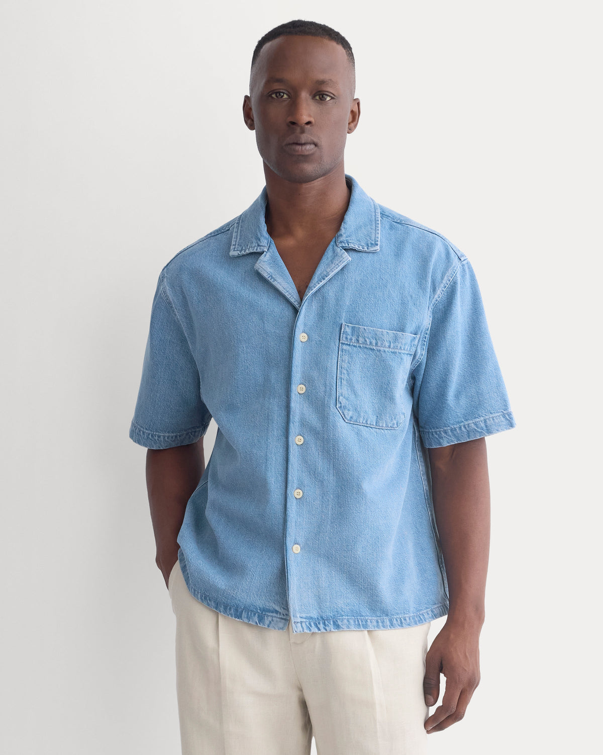 Lightweight Denim Resort Shirt | Light Indigo