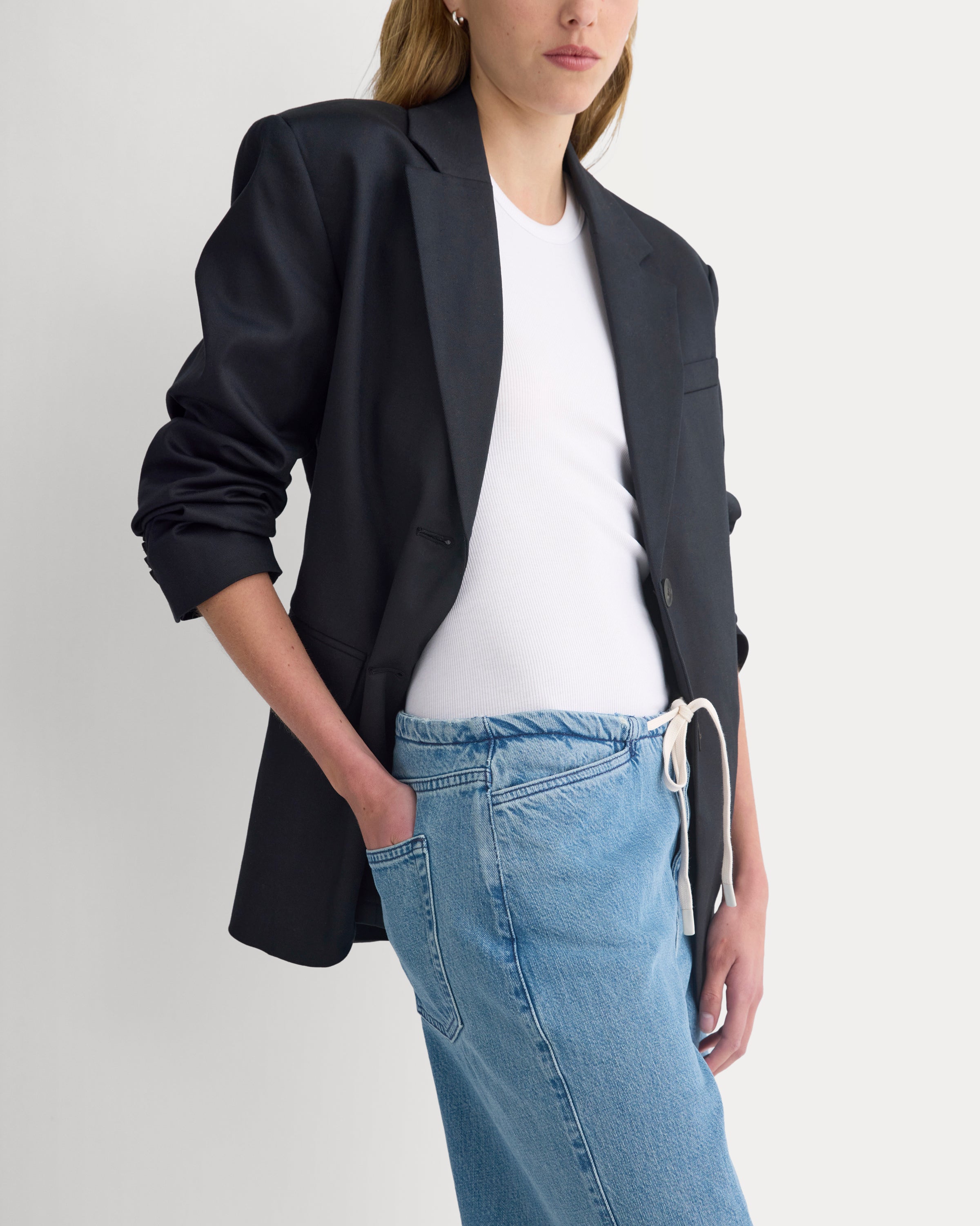 Low-Slung Tie-Front Jean | Medium Indigo