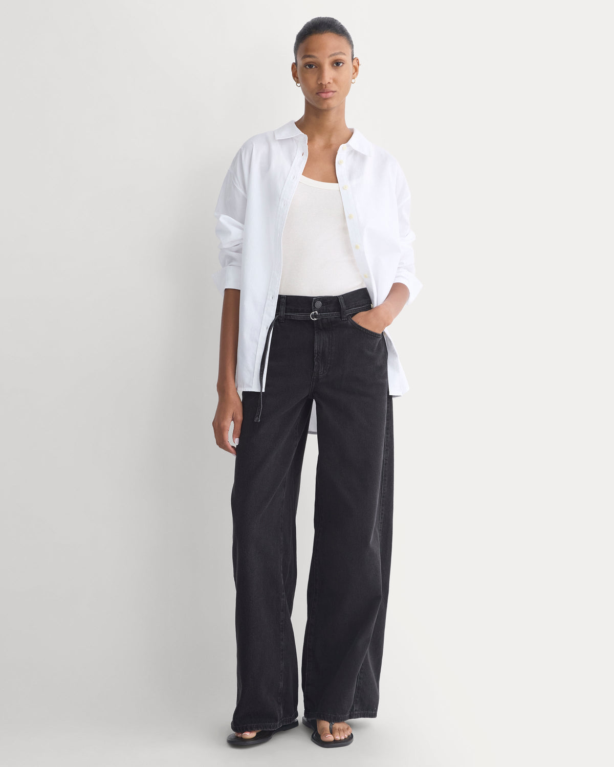 Lightweight Loose Wide-Leg Jean | Black | Regular