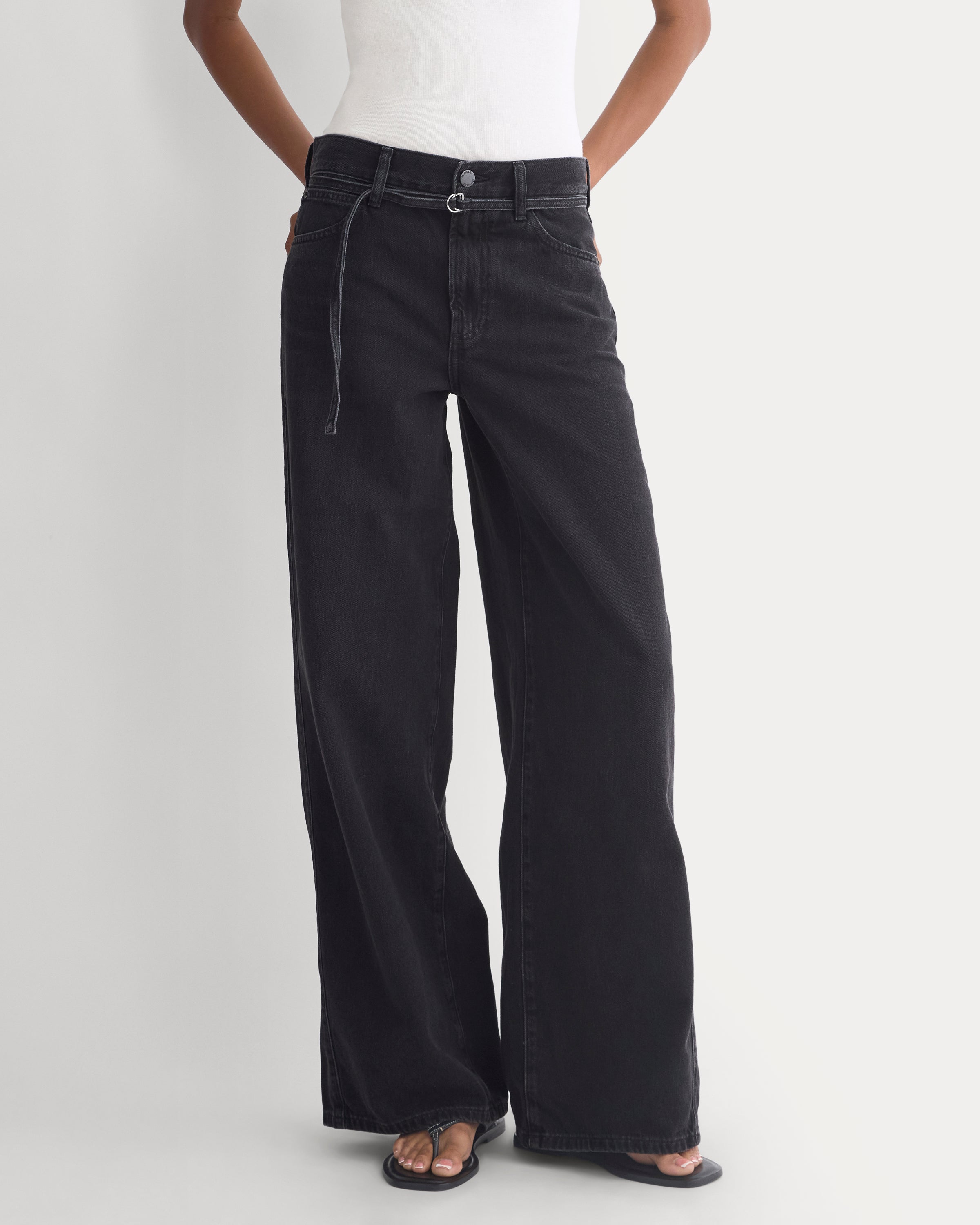 Lightweight Loose Wide-Leg Jean | Black | Regular
