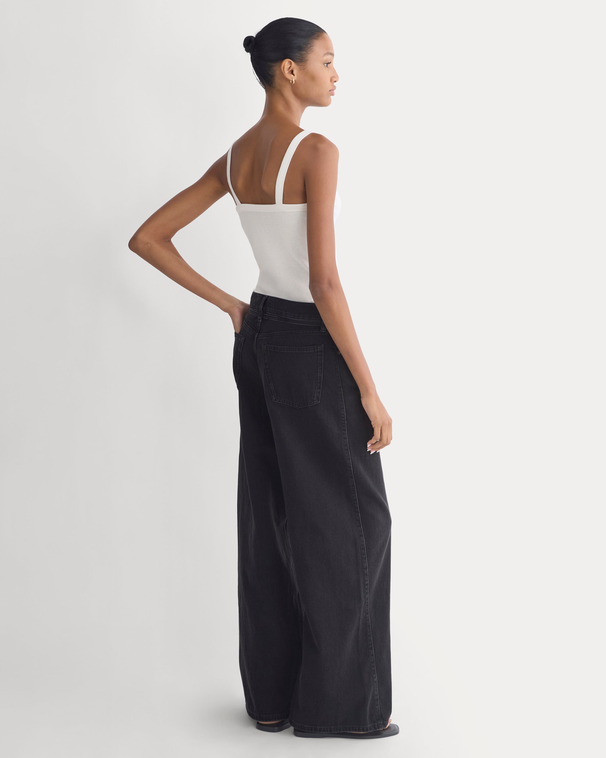 Lightweight Loose Wide-Leg Jean | Black | Long