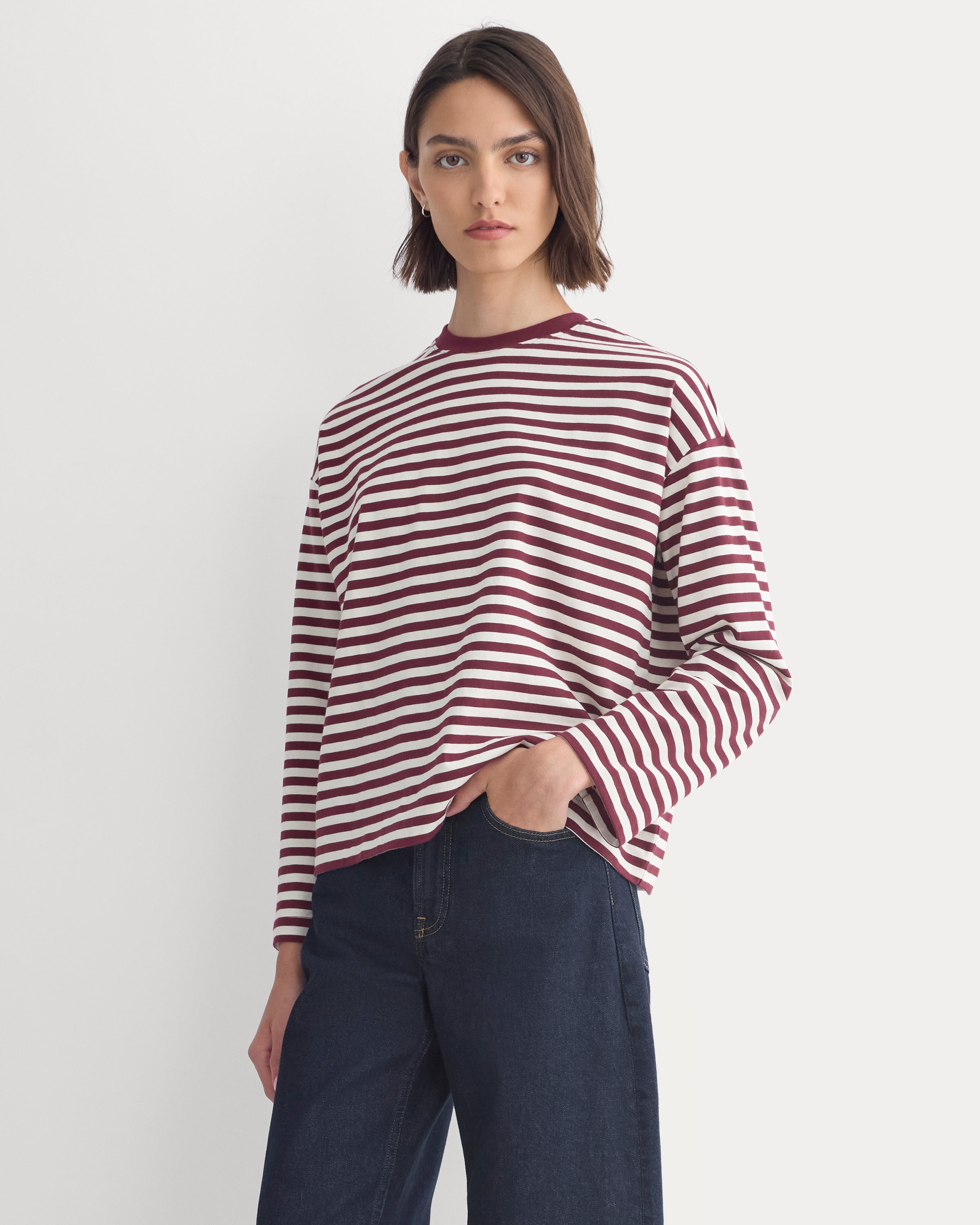 Forever Jersey Boxy Long-Sleeve Crew | Red